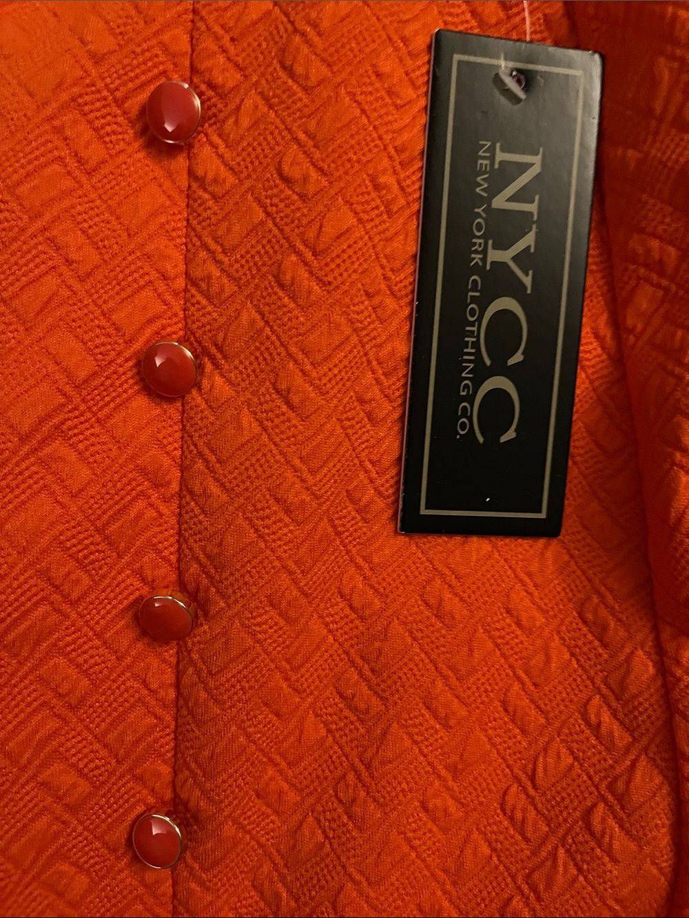 NYCC Bright Orange Textured Midi Pencil Skirt Button Back Detail Size M - Picture 5 of 8